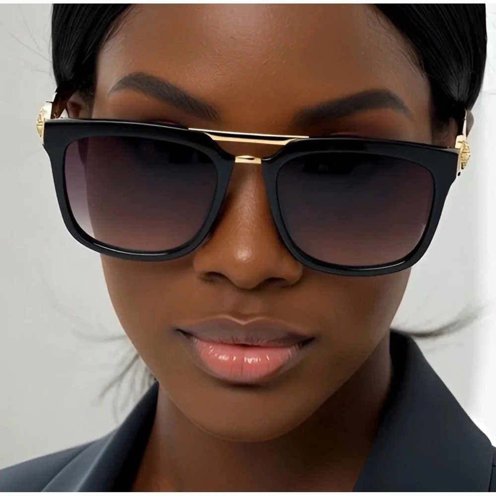 Trendy Sunglasses Shades Rectangular Style Chic Oversized Comfortable Lentes New